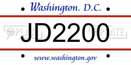 JD2200 District Of Columbia License Plate