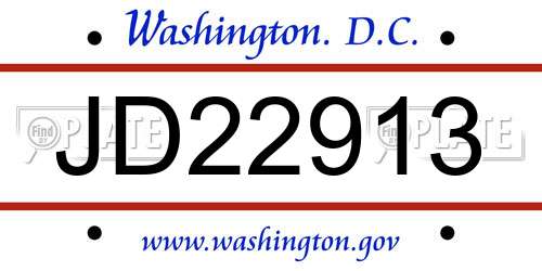 JD22913 District Of Columbia License Plate