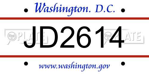 JD2614 District Of Columbia License Plate