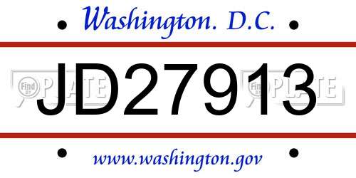 JD27913 District Of Columbia License Plate