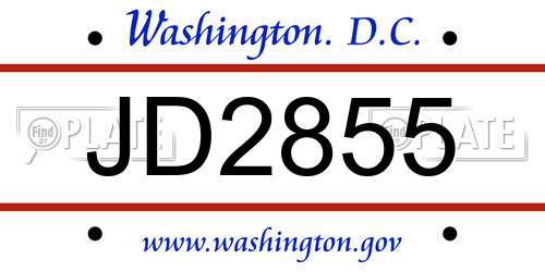 JD2855 District Of Columbia License Plate