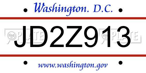 JD2Z913 District Of Columbia License Plate