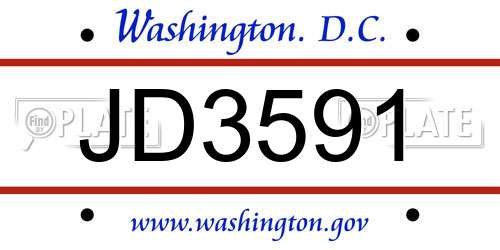 JD3591 District Of Columbia License Plate