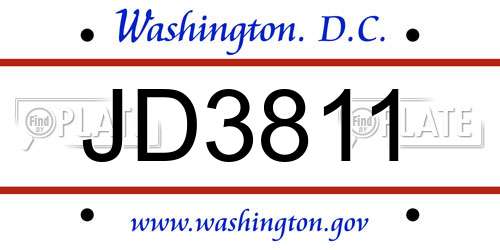 JD3811 District Of Columbia License Plate