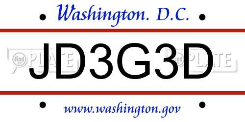JD3G3D District Of Columbia License Plate
