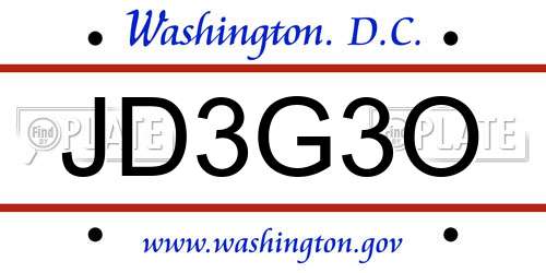 JD3G3O District Of Columbia License Plate