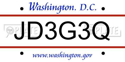 JD3G3Q District Of Columbia License Plate