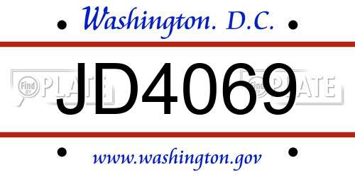 JD4069 District Of Columbia License Plate