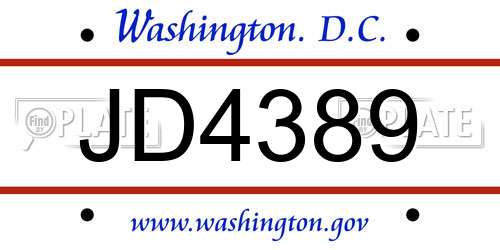 JD4389 District Of Columbia License Plate