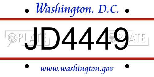 JD4449 District Of Columbia License Plate