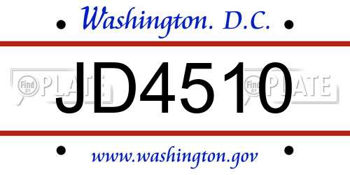 JD4510 District Of Columbia License Plate