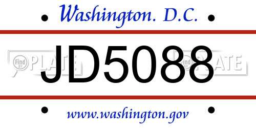 JD5088 District Of Columbia License Plate