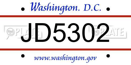 JD5302 District Of Columbia License Plate