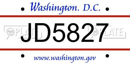 JD5827 District Of Columbia License Plate
