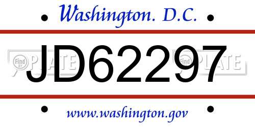 JD62297 District Of Columbia License Plate