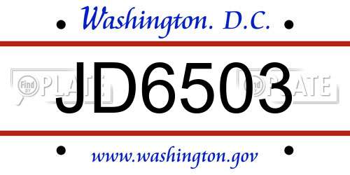 JD6503 District Of Columbia License Plate