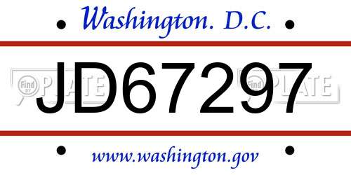 JD67297 District Of Columbia License Plate