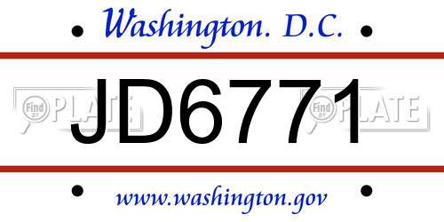 JD6771 District Of Columbia License Plate