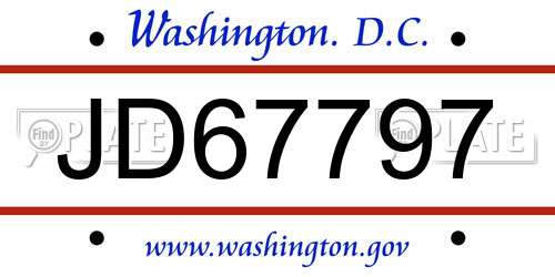 JD67797 District Of Columbia License Plate