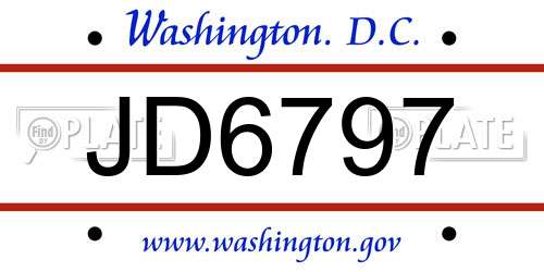 JD6797 District Of Columbia License Plate