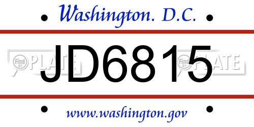 JD6815 District Of Columbia License Plate