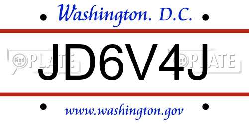 JD6V4J District Of Columbia License Plate