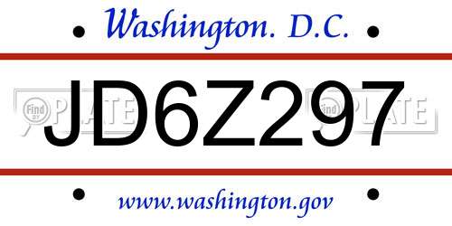 JD6Z297 District Of Columbia License Plate