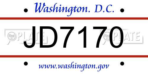 JD7170 District Of Columbia License Plate
