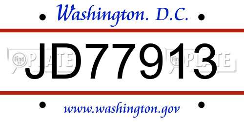 JD77913 District Of Columbia License Plate