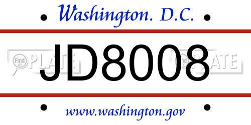 JD8008 District Of Columbia License Plate