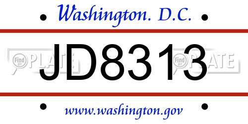 JD8313 District Of Columbia License Plate