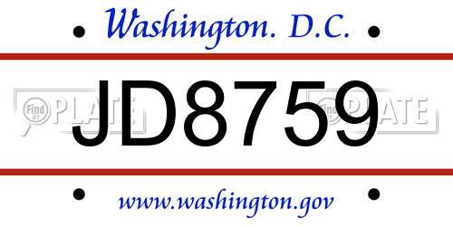 JD8759 District Of Columbia License Plate