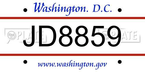 JD8859 District Of Columbia License Plate