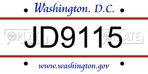 JD9115 District Of Columbia License Plate