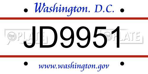 JD9951 District Of Columbia License Plate