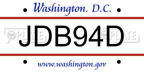 JDB94D District Of Columbia License Plate