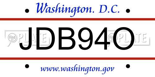 JDB94O District Of Columbia License Plate
