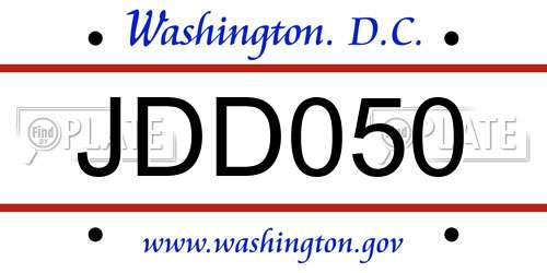 JDD050 District Of Columbia License Plate