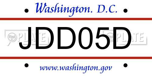 JDD05D District Of Columbia License Plate