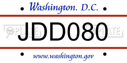 JDD080 District Of Columbia License Plate