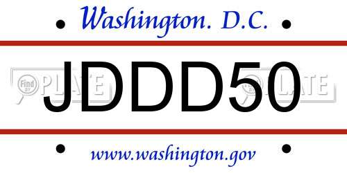 JDDD50 District Of Columbia License Plate