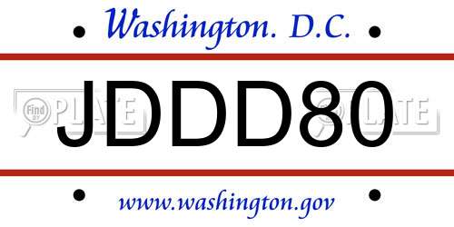 JDDD80 District Of Columbia License Plate