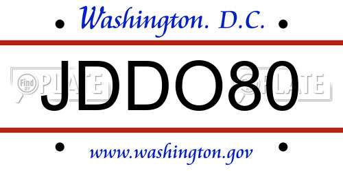 JDDO80 District Of Columbia License Plate