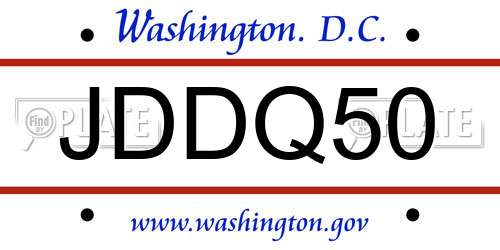 JDDQ50 District Of Columbia License Plate
