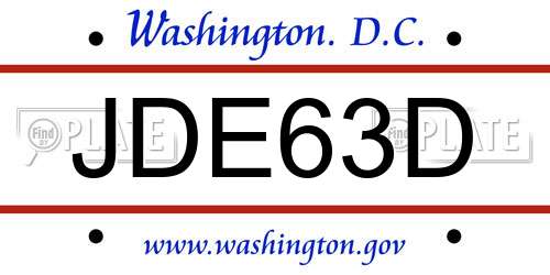 JDE63D District Of Columbia License Plate