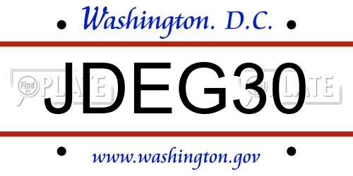 JDEG30 District Of Columbia License Plate