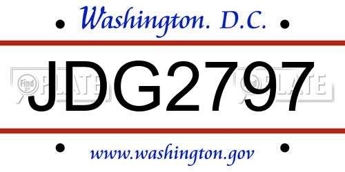 JDG2797 District Of Columbia License Plate