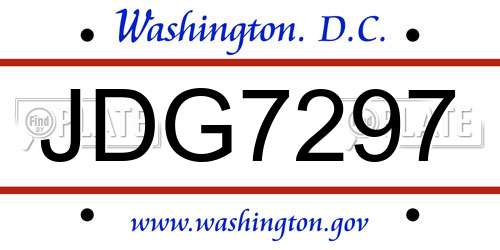 JDG7297 District Of Columbia License Plate