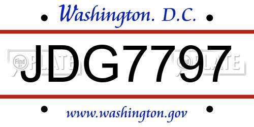 JDG7797 District Of Columbia License Plate