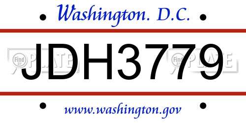 JDH3779 District Of Columbia License Plate
